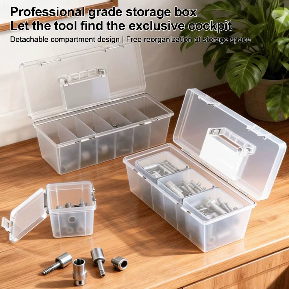 Boîte de rangement d'outils en plastique transparente