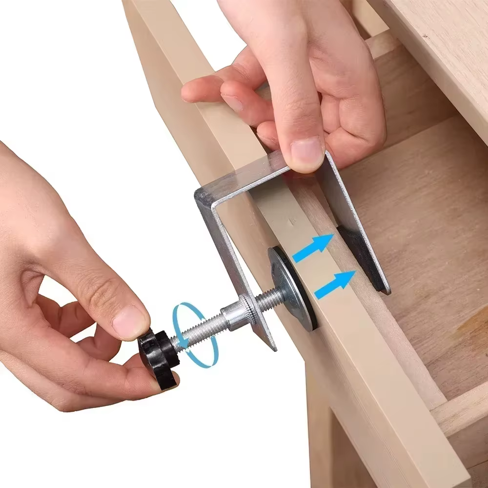 2/4 PIÈCES Pinces d'installation pour façades de tiroirs en acier