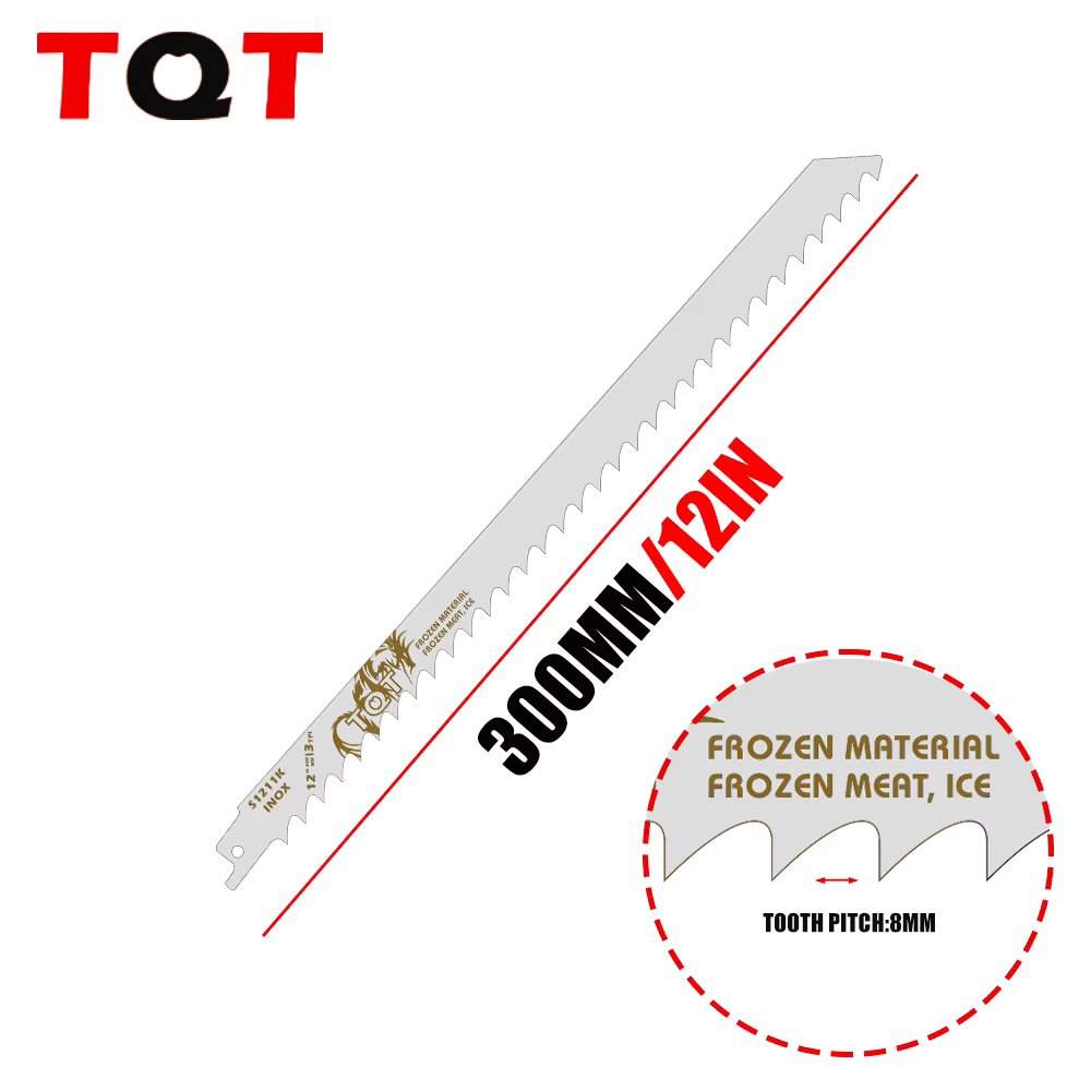 Lame de scie sauteuse en acier inoxydable de qualité alimentaire 12 po 3Tpi S1211K pour la découpe de os congelés – Performance de coupe plus fluide