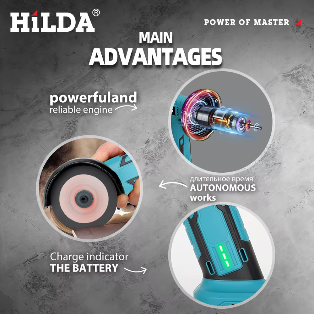 HILDA 3 pouces Mini meuleuse d'angle sans brosse sans fil bois céramique polissage rectifieuse outil électrique pour Makita 21V batterie
