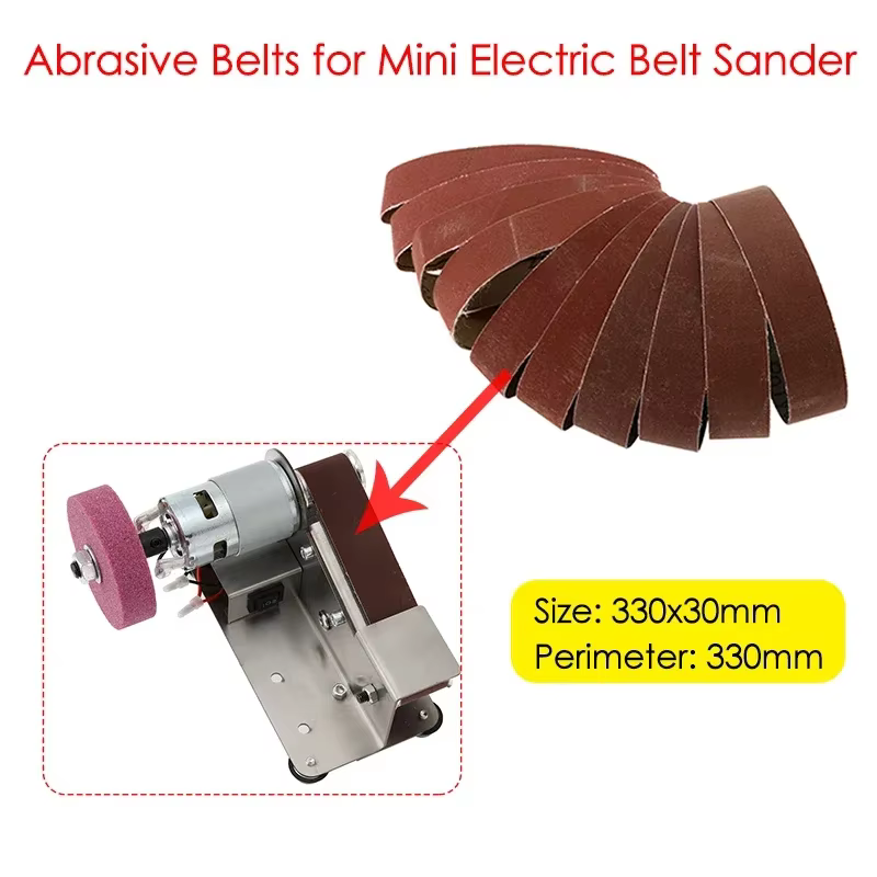 10/20/50 pièces courroies abrasives pour Mini Machine à bande électrique 330x30mm P120/320/600/800/1000 ceintures