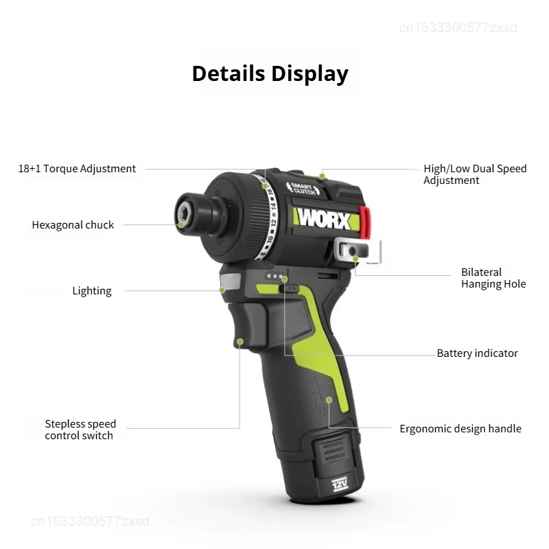 2025 Worx WU139 perceuse sans fil tournevis à percussion électrique sans brosse mandrin en métal Rechargeable couple