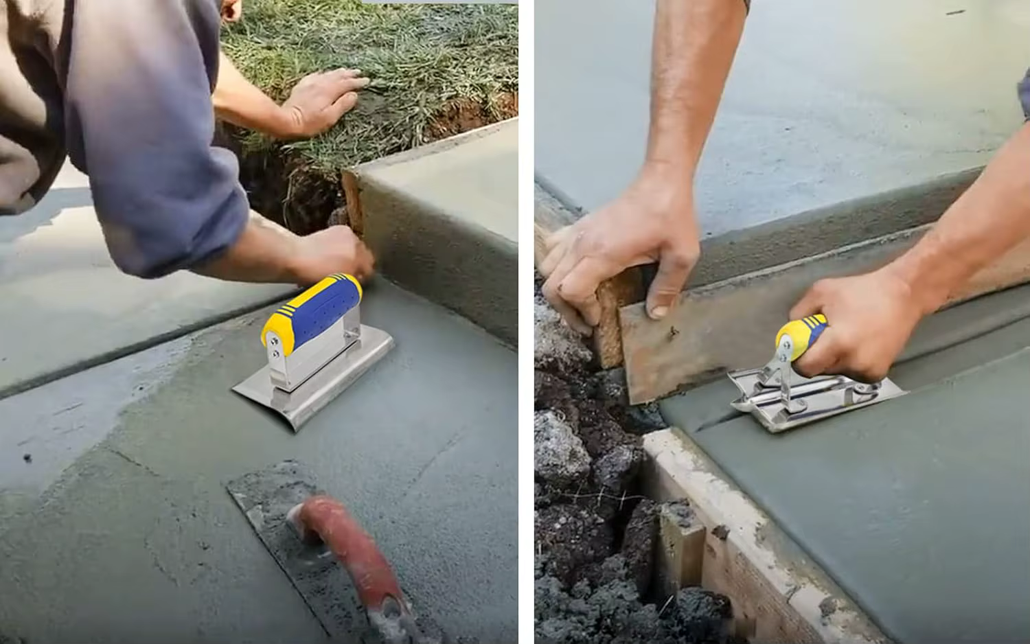 Ensemble d'outils pour béton, 2 pièces, en acier inoxydable, coupe-bordure et rainurage, plâtre, stuc, ciment, Kit d'outils de finition