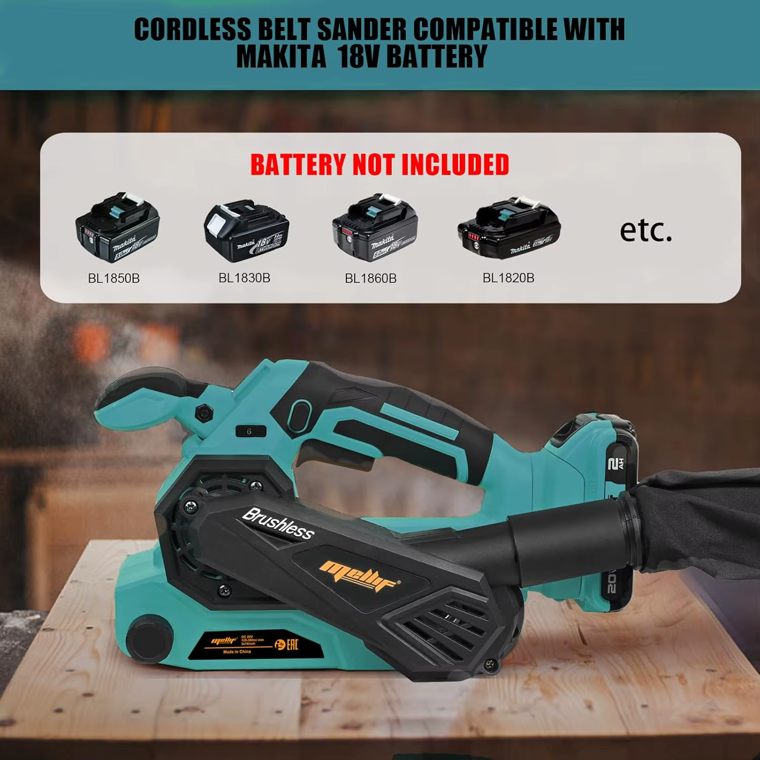 Ponceuse à bande sans fil Mellif pour batterie MAKITA 18V (outil uniquement)