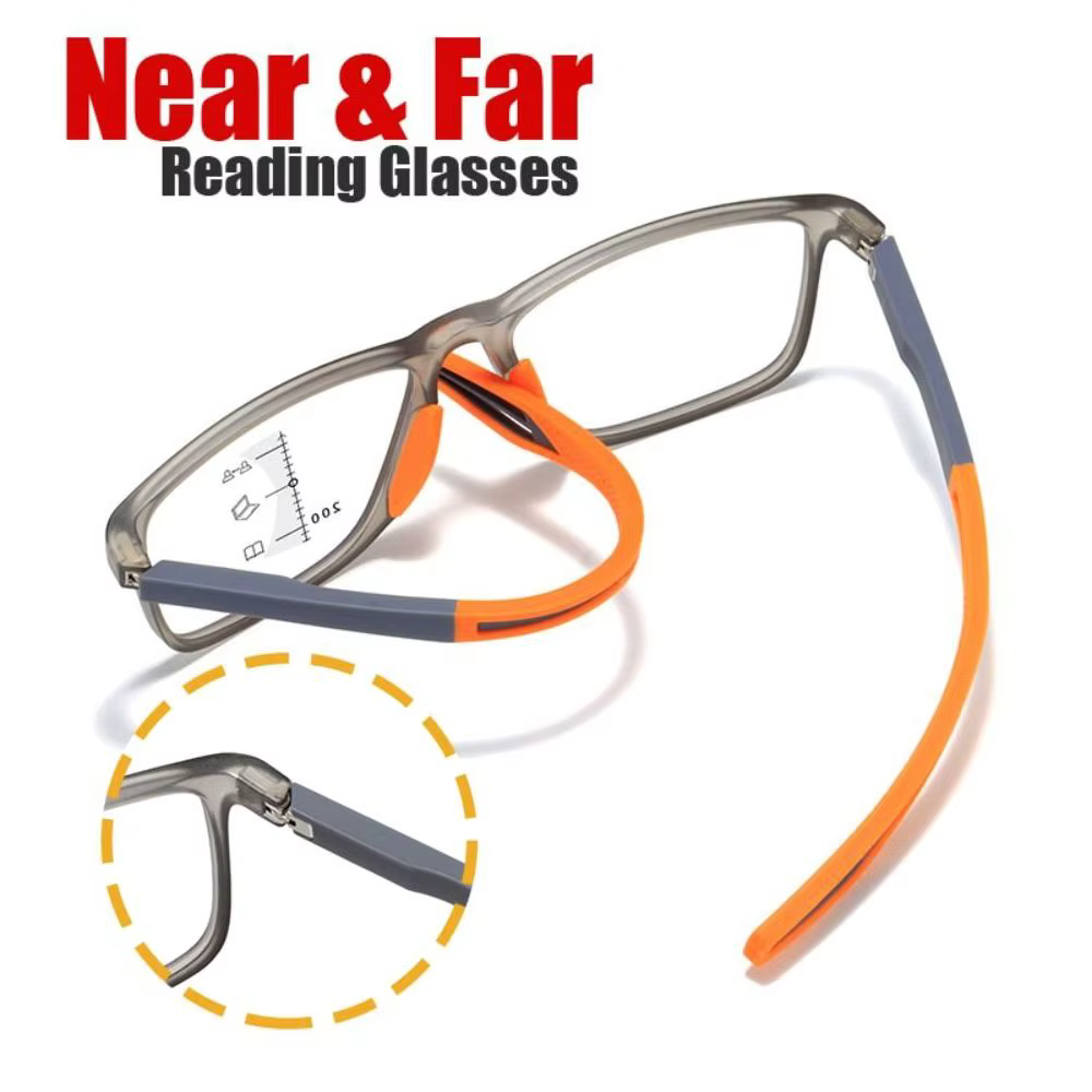 Lunettes de lecture progressives multifocales souples TR90, Anti-lumière bleue, pour hommes et femmes, à grande monture, pour la vue de loin ﻿