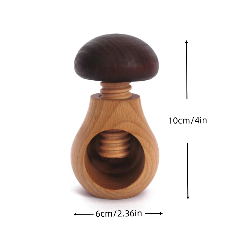 Champignon casse-noisette en bois-outil de craquelin d'écrous craquelés mécanisme de vis facile-grand cadeau pour noël et cuisine maison Displa
