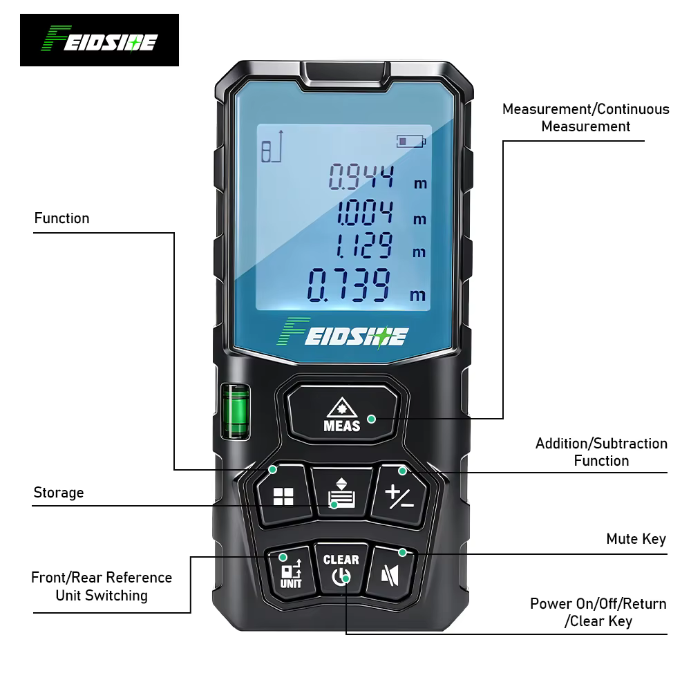 Télémètre laser portatif FEIDSIDE 50M/120M avec écran LCD
