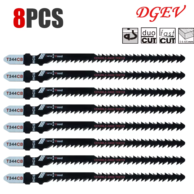 Lames de scie sauteuse double face T344Cb (lot de 4/8) pour une coupe courbe efficace