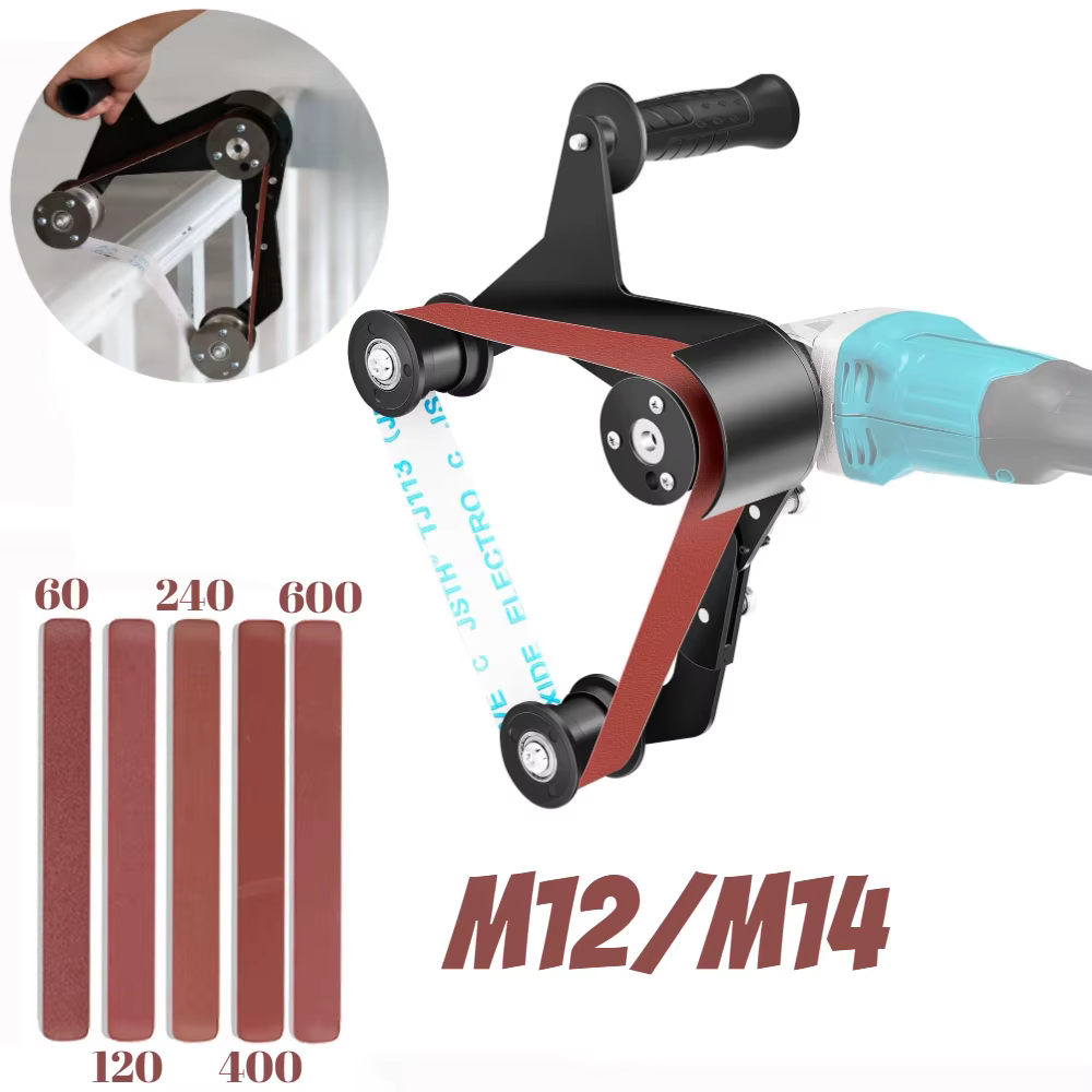 Adaptateur de ponceuse à bande M10/M14 pour meuleuse d'angle, 10 pièces, bandes de ponçage 60/120/240/400/600 grains, accessoire de polissage, élimination de la rouille