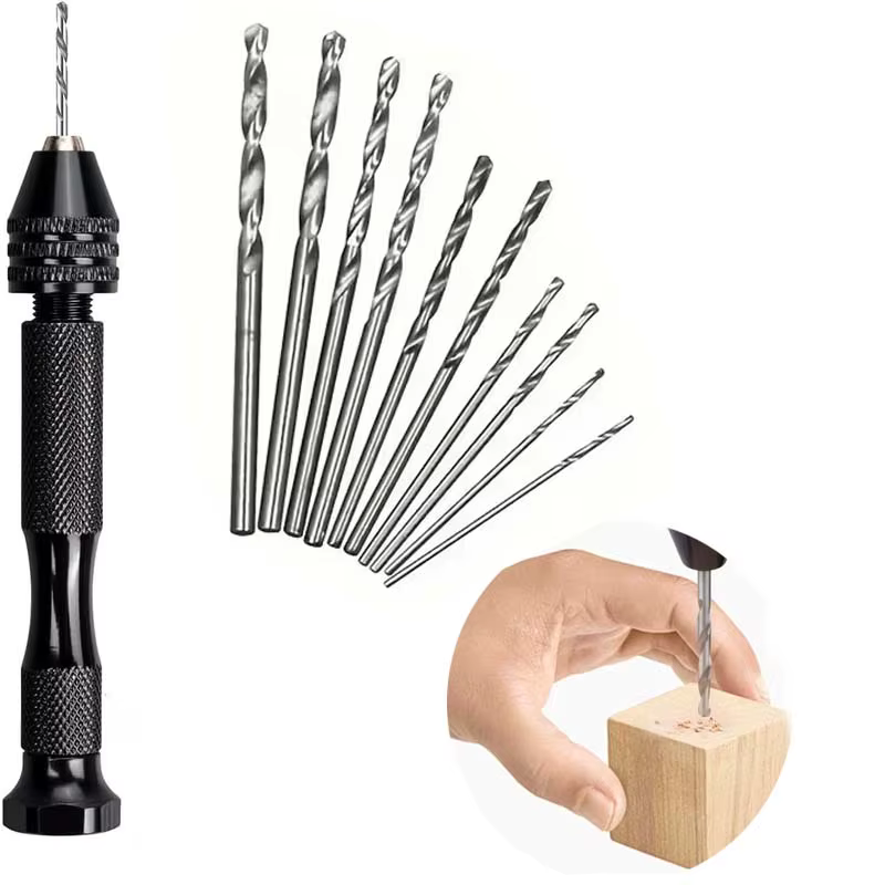 Mini perceuse à main avec jeu de forets de 0.3 à 3.2mm