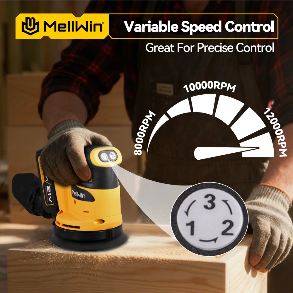 MELLWIN ponceuse électrique sans fil 3 vitesses réglable ponçage orbital Machine de polissage outil de travail du bois pour Makita 18V batterie broche