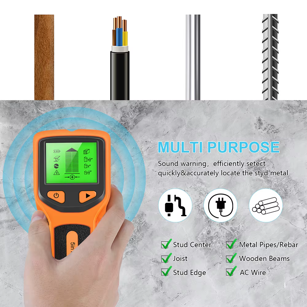 Détecteur de montants muraux 5 en 1, détecteur de métaux portatif multifonctionnel, détecteur de bois/métaux, instrument de mesure électronique