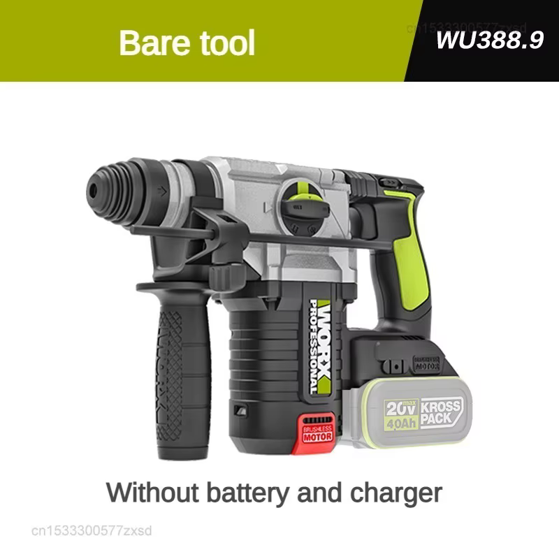 WORX WU388 perceuse à percussion sans fil sans brosse à double usage pour le perçage du béton outils de forage électrique fonctionnels de qualité industrielle
