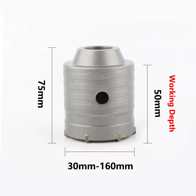 Kit Scie Cloche SDS Max 30-160mm pour Béton Ciment Pierre Brique Mur Ouvre Trou pour Installation de Tuyaux de Climatisation Trépan pour Marteau Perforateur Outil Professionnel