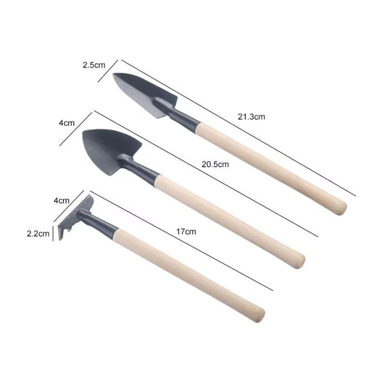 Ensemble de trois outils de jardinage, mini-outils de jardin, pelle multifonction, herse, pelle pour plantes domestiques, pelle à terre pour pinier