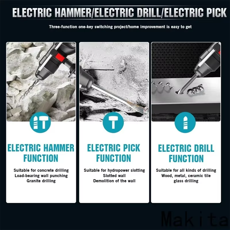 Makita Perceuse à percussion rotative sans fil 18V sans balais 26 mm - Outil électrique sans fil haute performance