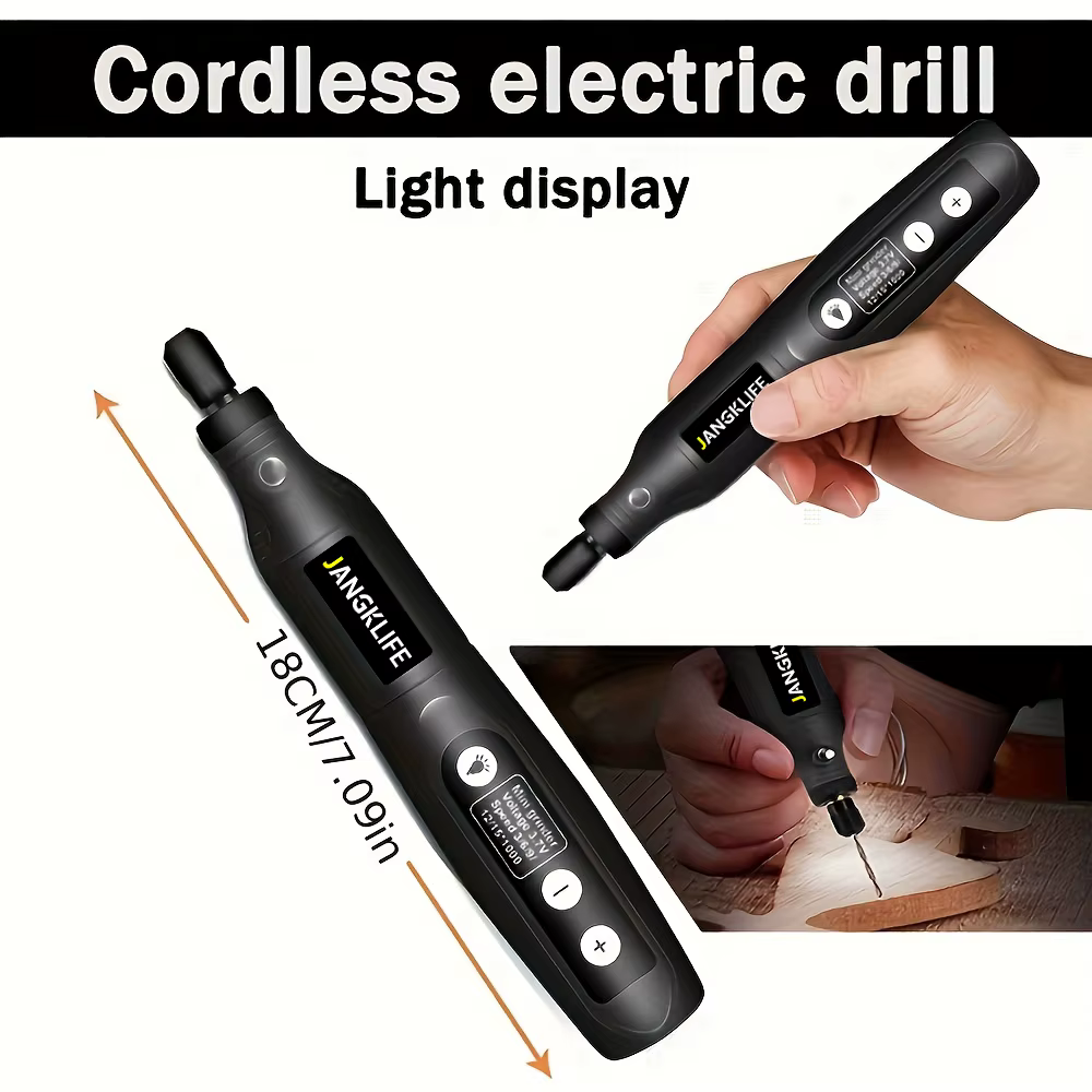 JANGKLIFE USB Kit d'outils rotatifs sans fil stylo de gravure sur bois bricolage pour bijoux métal verre Mini perceuse sans fil