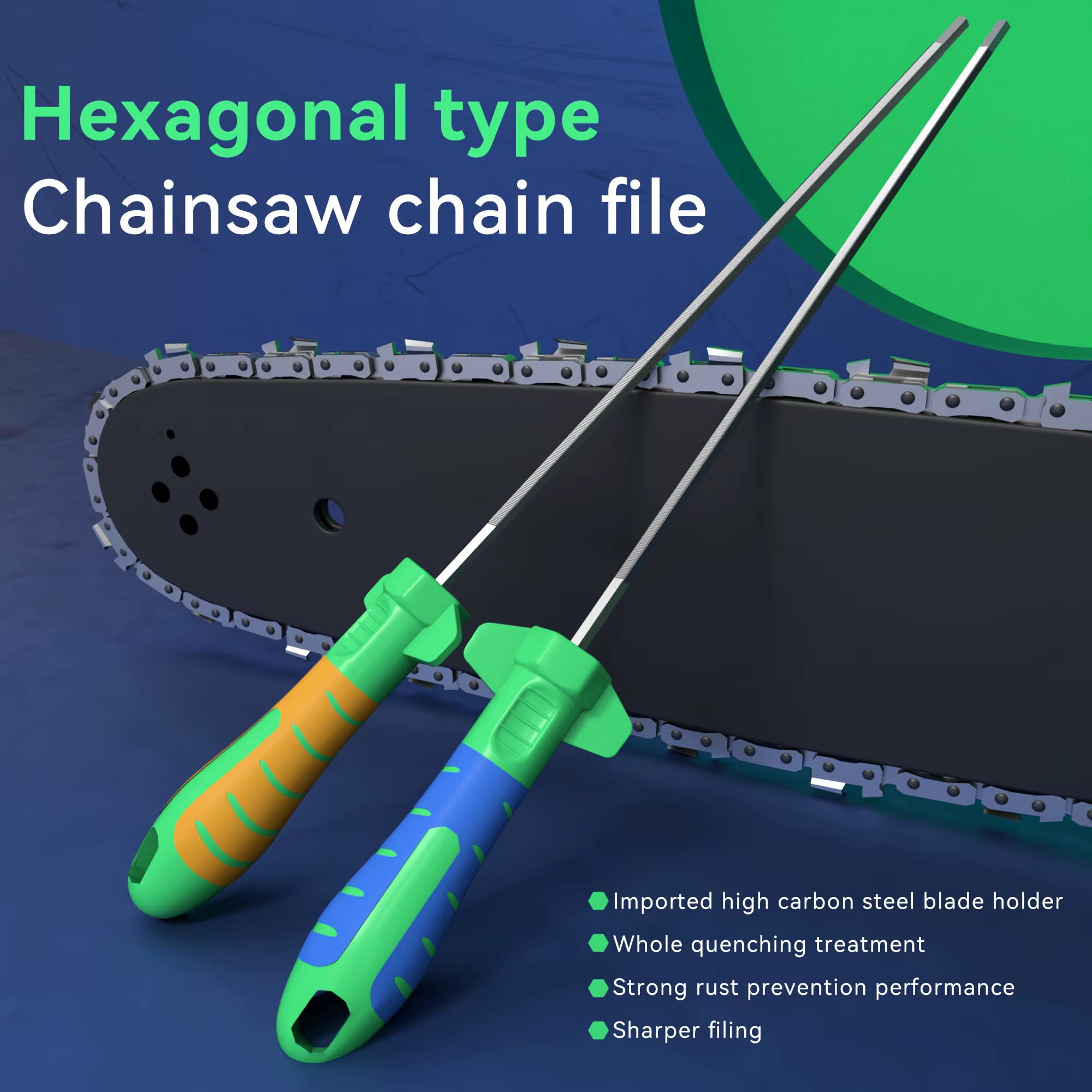Nouvelle lime de scie à chaîne de type hexagonal