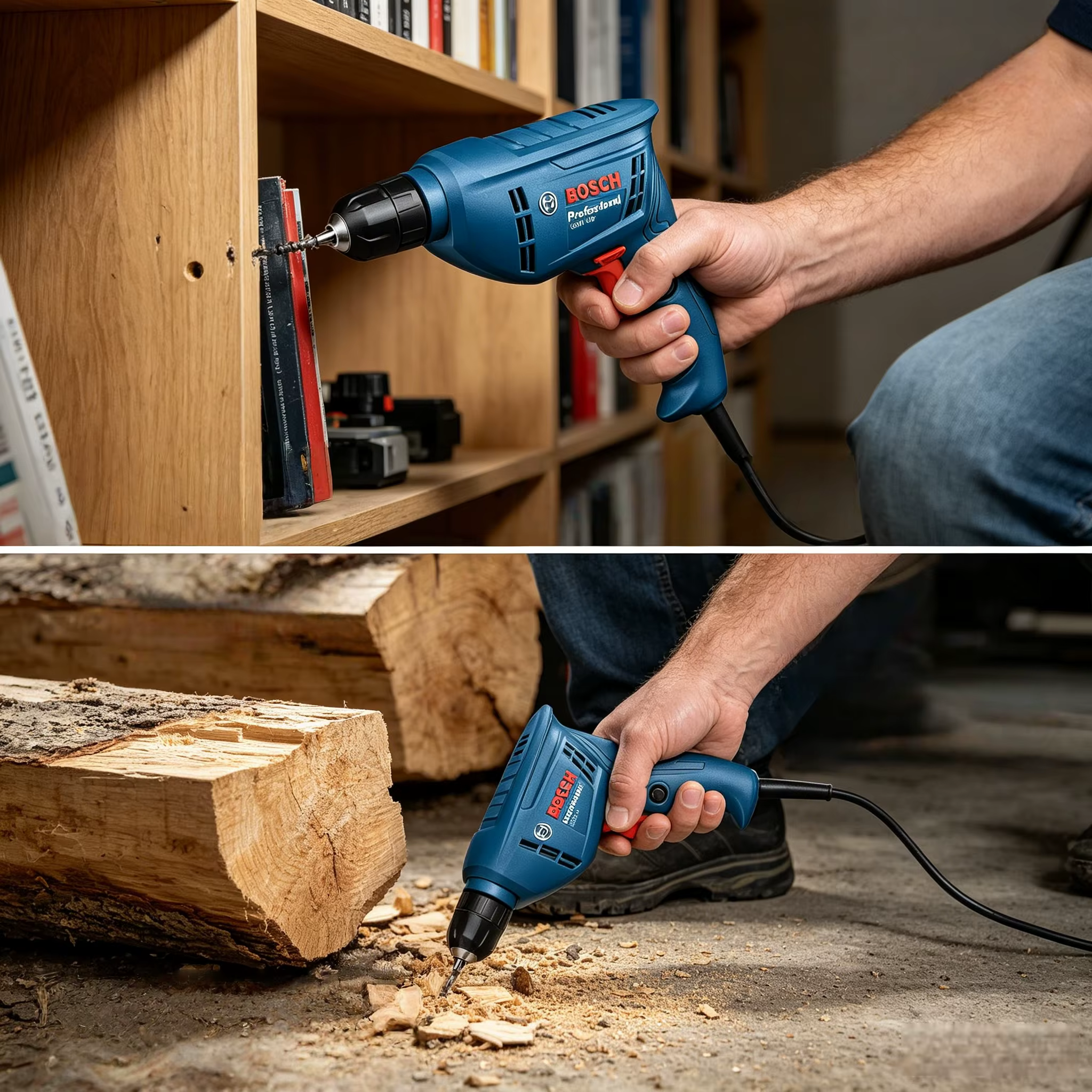 Perceuse à main Bosch GBM400, couple constant pour le perçage du bois courant et les besoins de fixation domestiques quotidiens