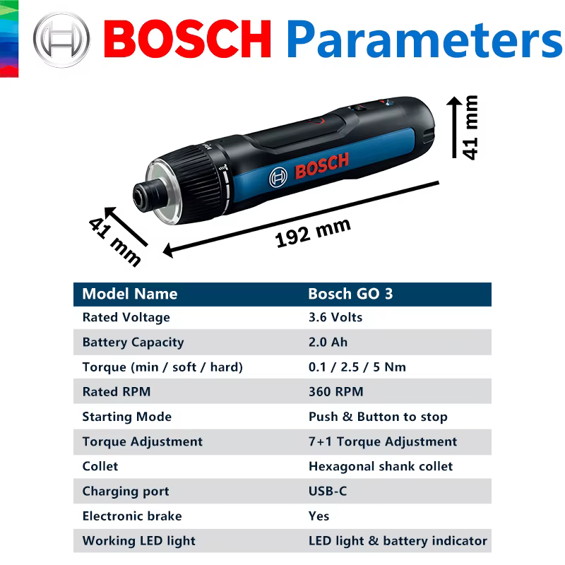 BOSCH GO 3 tournevis sans fil 3.6V batterie Lithium-ion perceuse sans fil Rechargeable avec boîte