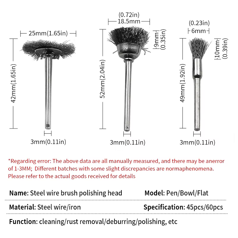 Mini brosses métalliques en acier