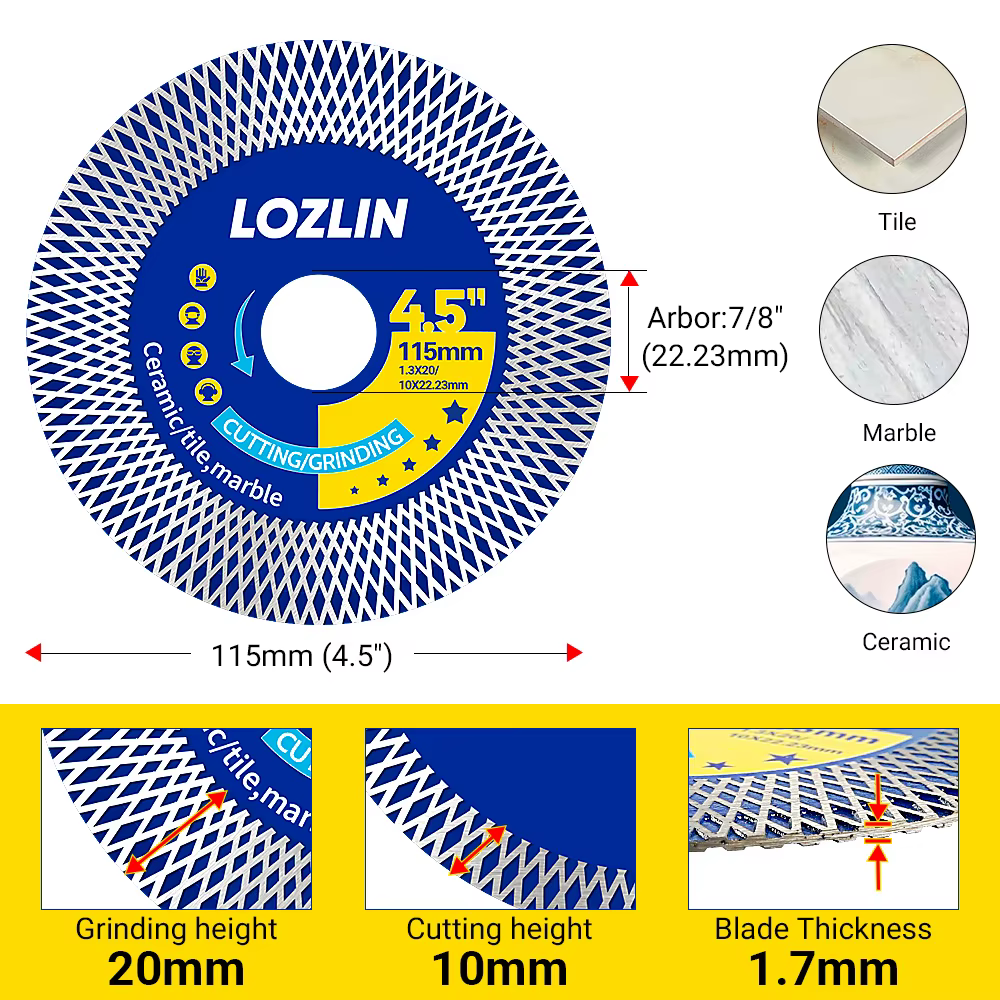 Disque de coupe diamanté LOZLIN 115 mm
