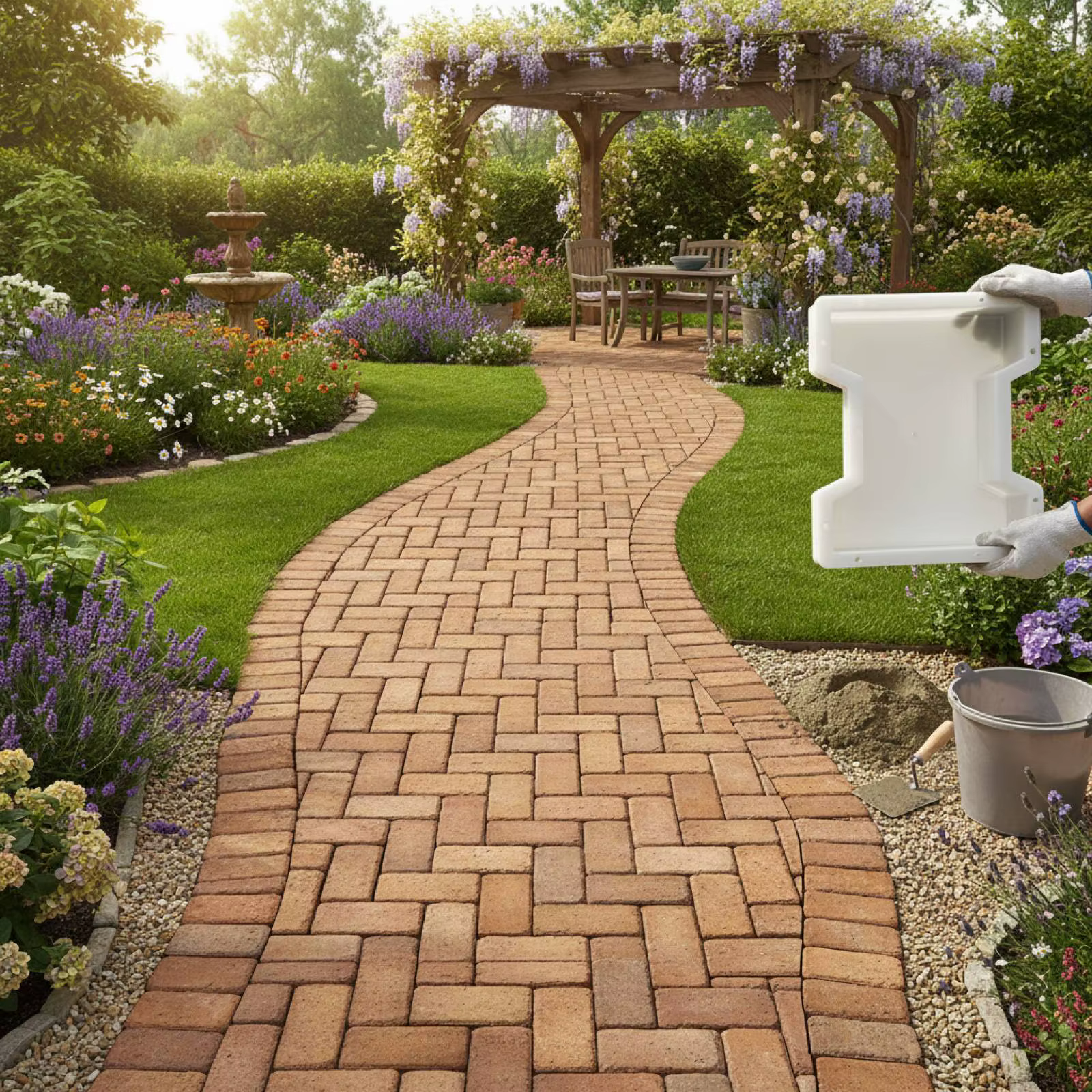 Moule de décoration de jardin en ciment, outil de création de chemins et de modèles pour la fabrication de carreaux de sol de patio extérieur DIY