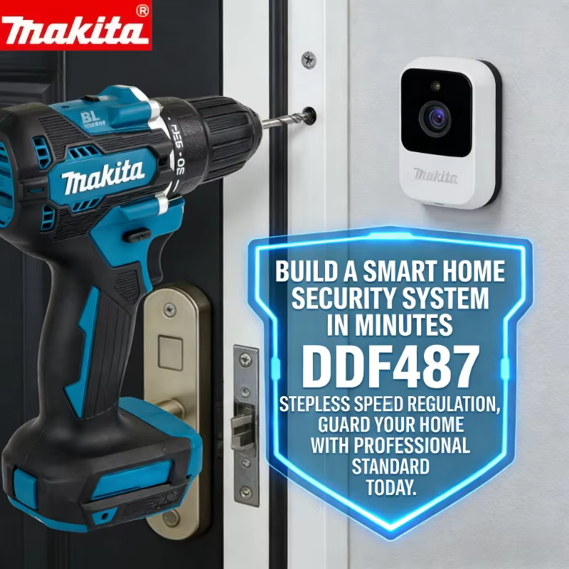 Perceuse électrique au lithium Makita DDF487 18V : outil rechargeable sans balais à couple élevé de 10 mm