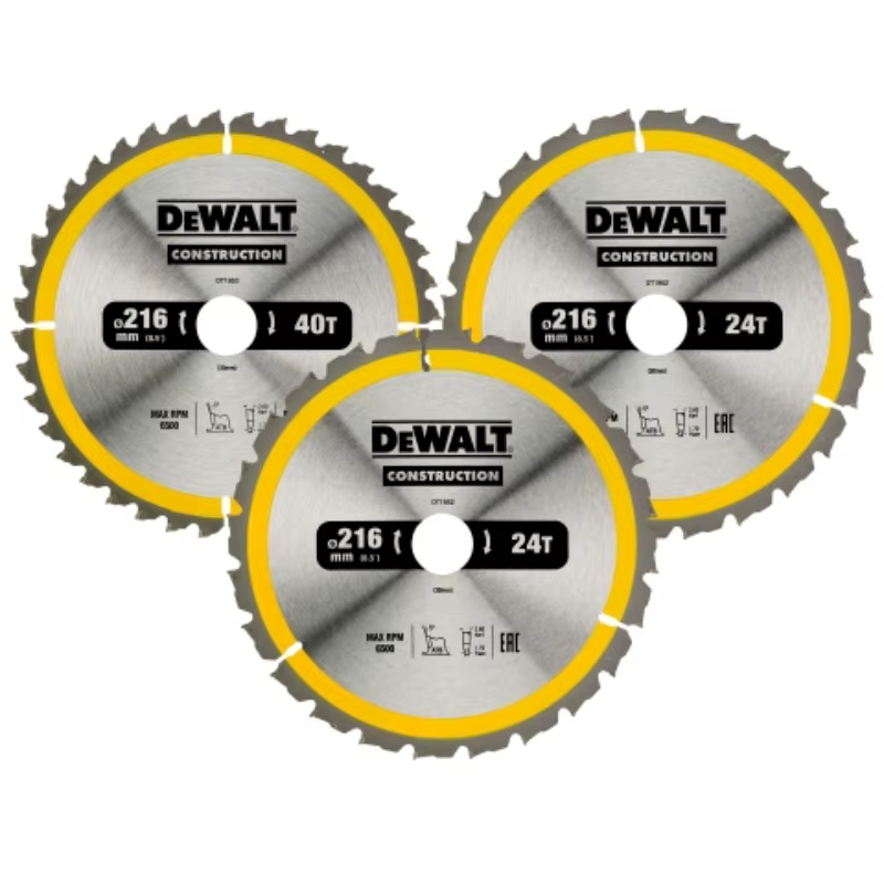 DEWALT DT1952-A9 Lame de scie circulaire en carbure de 216 mm, lame de scie à bois 216x30x24T pour scie circulaire, accessoires pour outils électriques