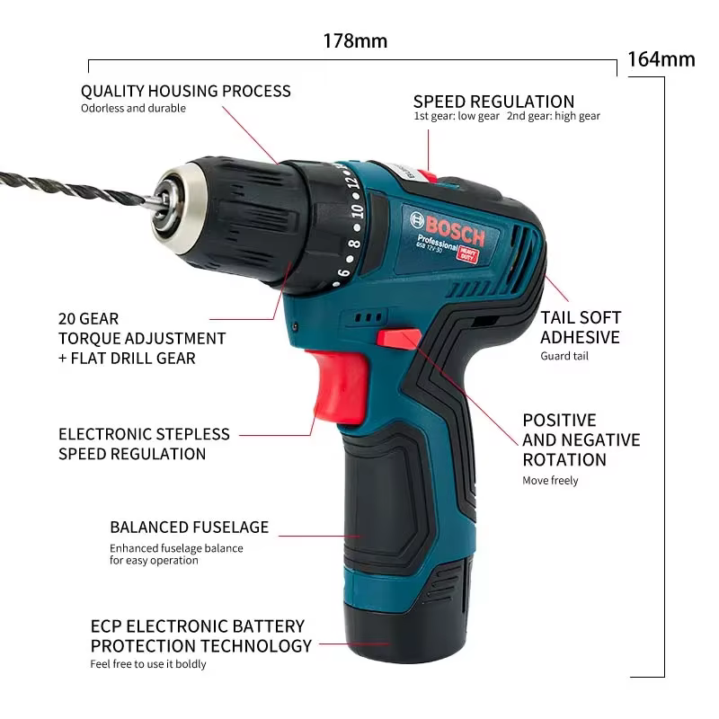 Bosch GSB-12-V30 perceuse électrique batterie professionnel robuste sans fil pilote multifonctionnel ménage tournevis