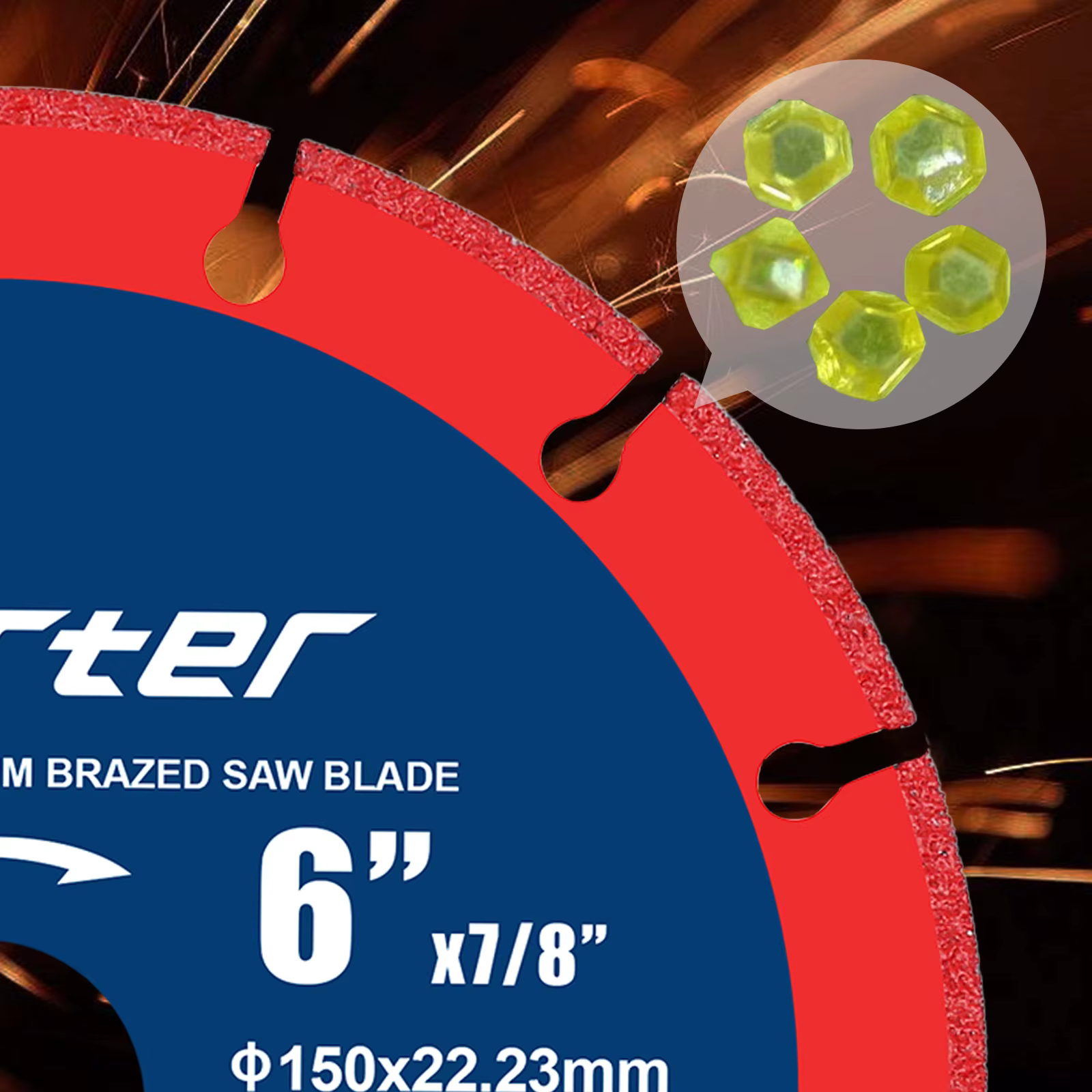 Vearter 115/125/150mm disque de coupe diamant brasé sous vide roue de meuleuse d'angle pour barres d'armature en métal fonte aluminium acier inoxydable
