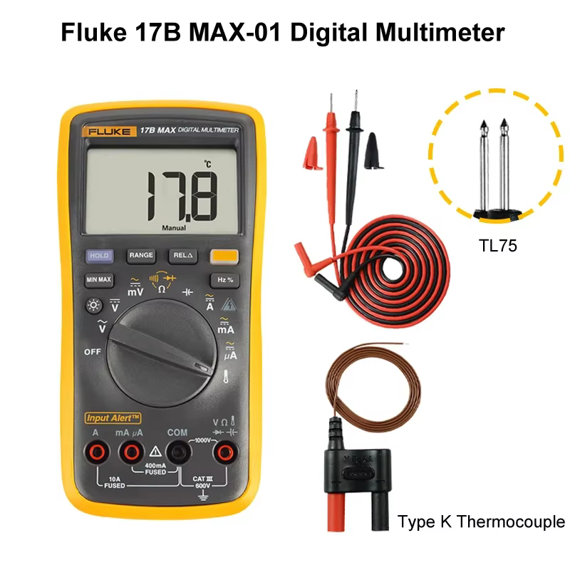 Fluke 15B MAX 17B MAX multimètre de plage numérique automatique DMM tension AC/DC courant résistance testeur de capacité