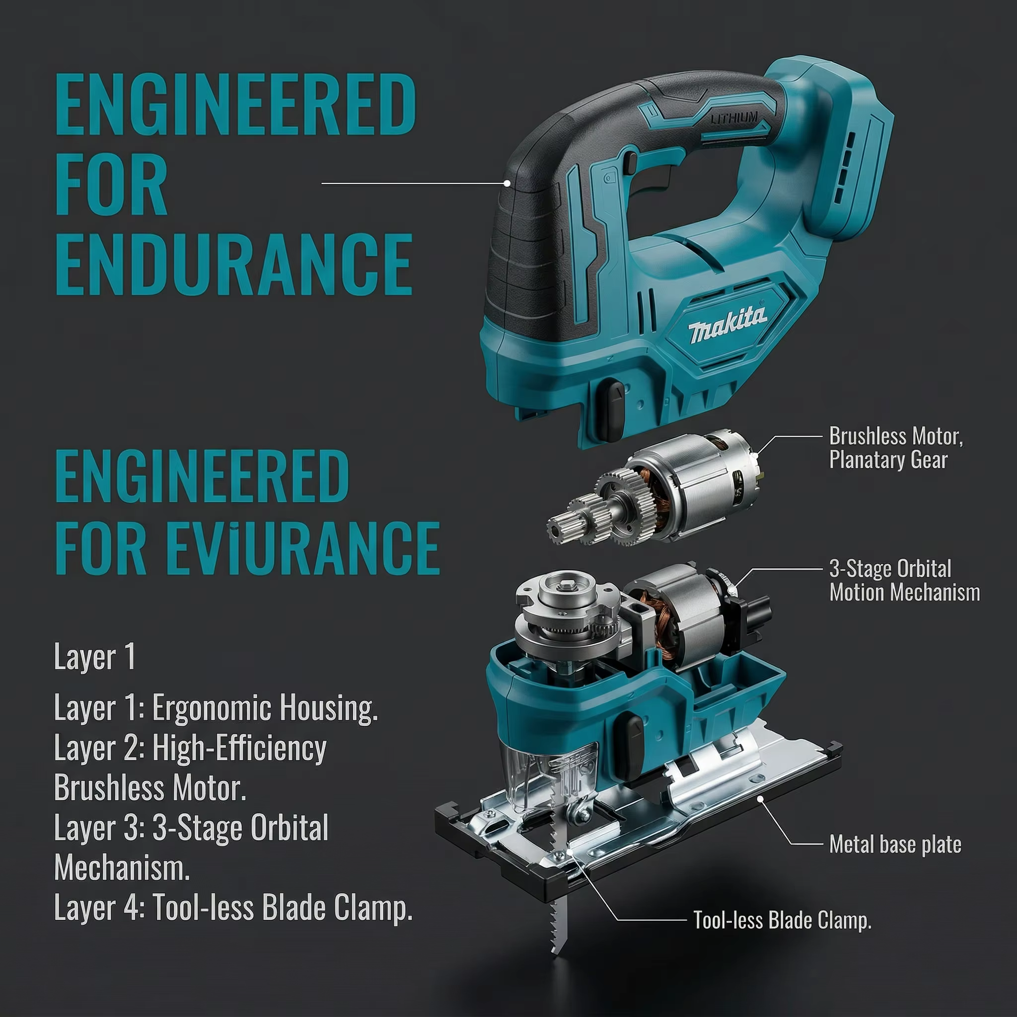 Scie sauteuse électrique sans fil Makita DJV182Z