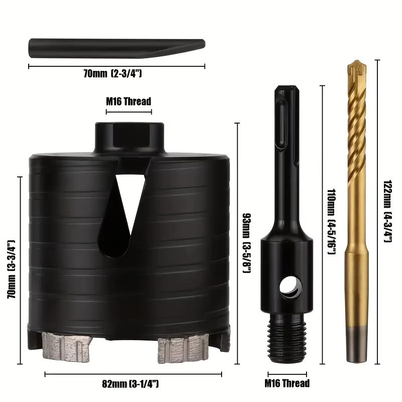 Scie cloche diamantée sèche PTA avec adaptateur SDS Plus pour mur en briques