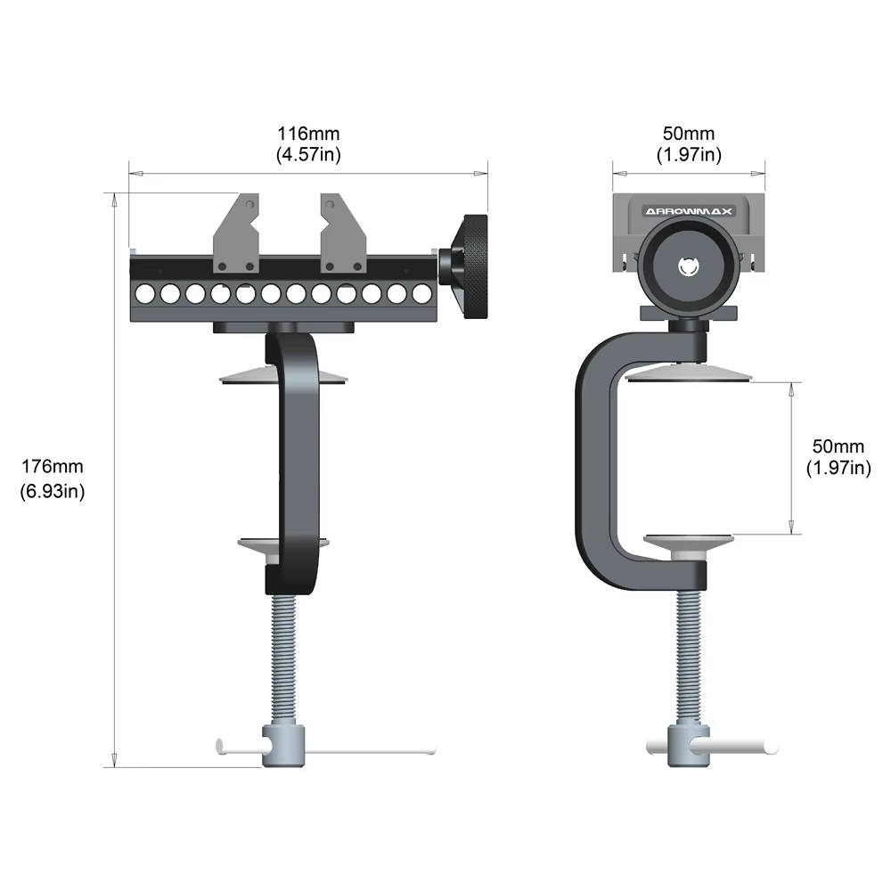 Étau de banc double extrémité ARROWMAX avec support fixe pour perceuses – Série Mini