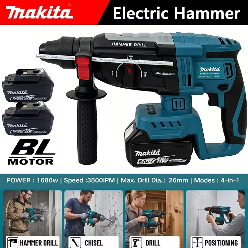 Makita Perceuse à percussion électrique sans fil multifonctionnelle 26MM