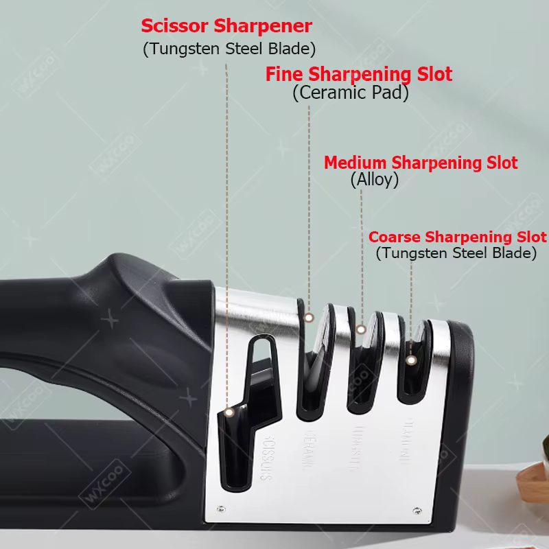Affûteur de couteaux de cuisine, outil d'affûtage multifonctionnel à 4 segments, affûtage de couteaux Portable antidérapant, Gadgets de cuisine, accessoires