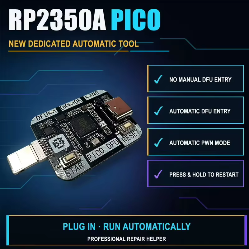 Outil DFU automatique RP2350A PICO, programmateur en mode de récupération PWN à un clic, Plug and Play pour kit de réparation de téléphones mobiles iP