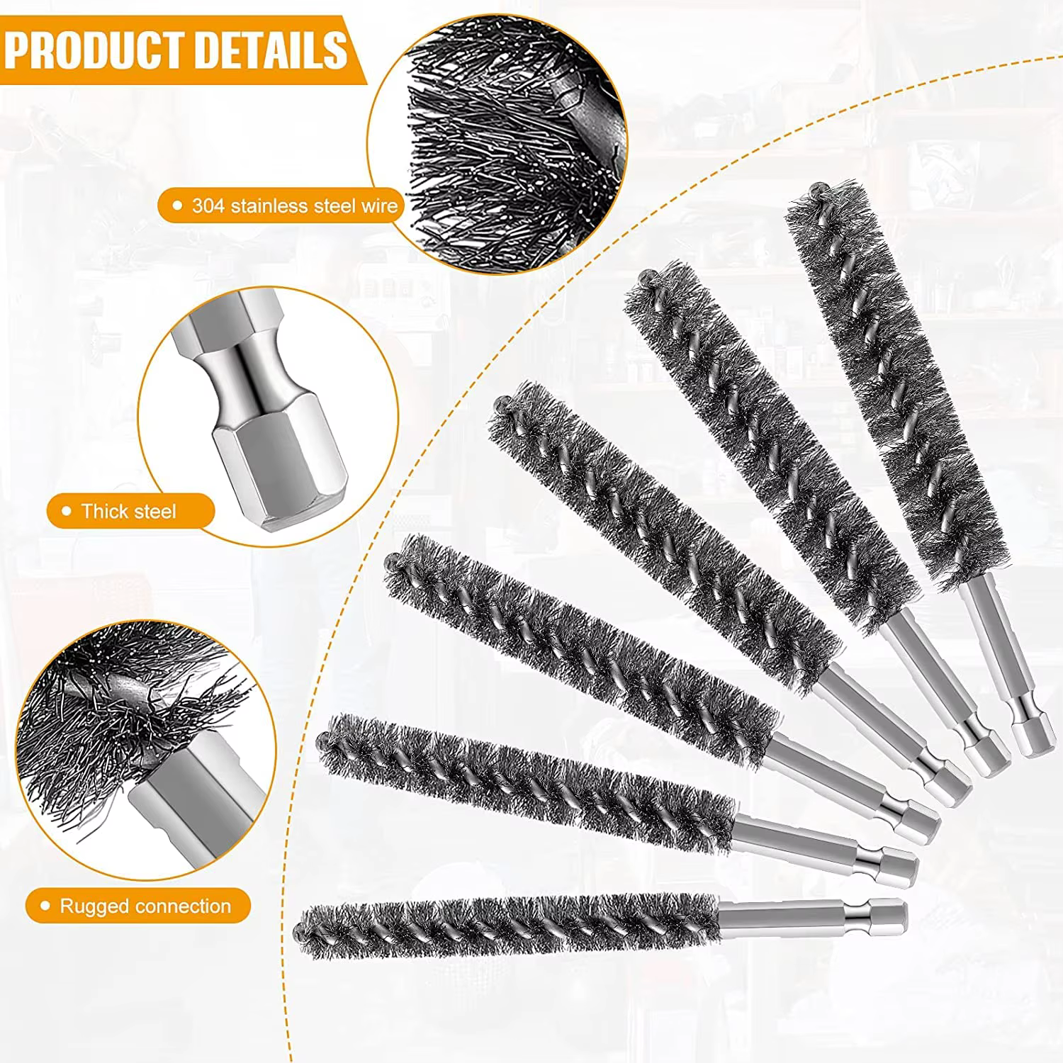 Brosse de nettoyage en acier inoxydable pour perceuse