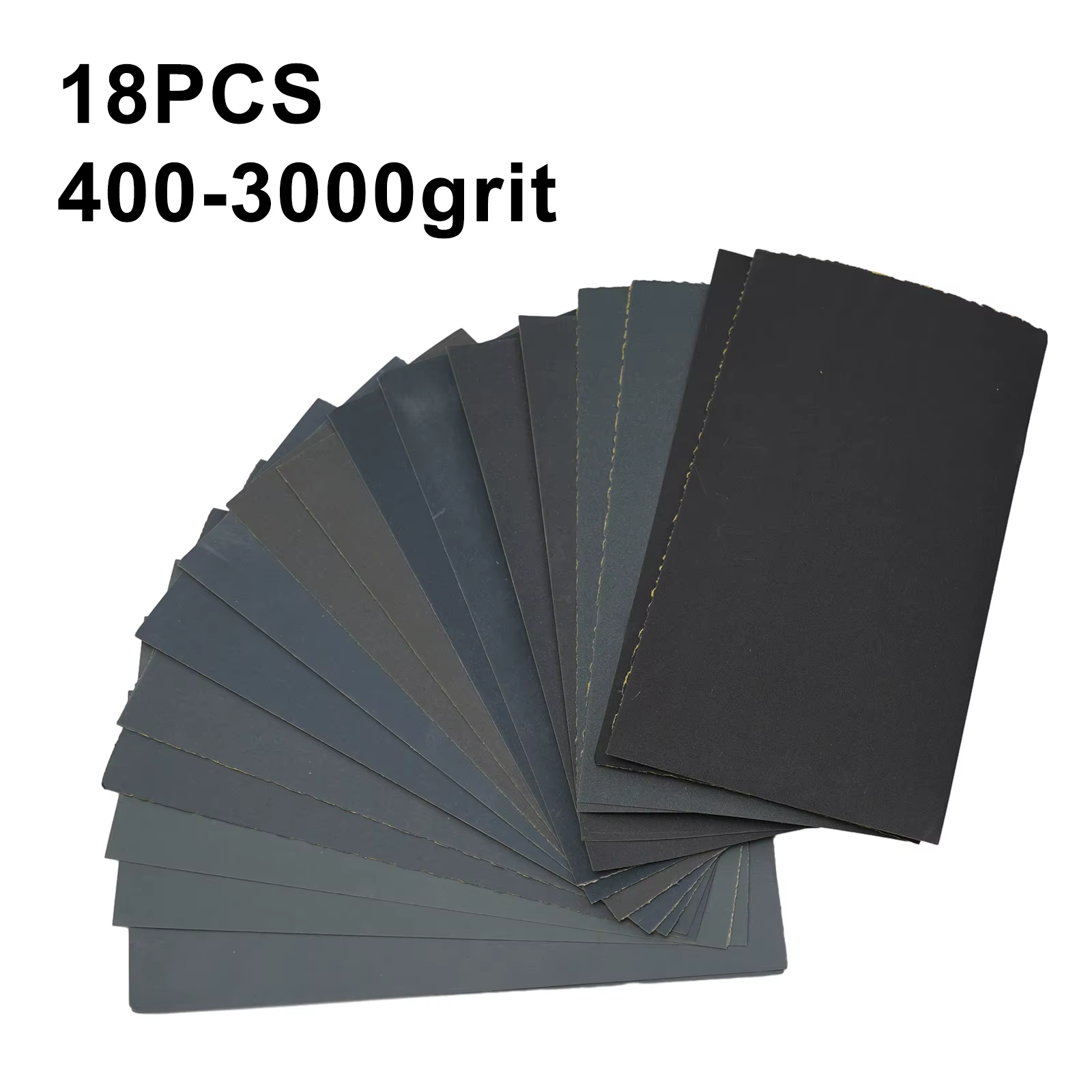 Papier de Verre à Grains 400,600,800,1000,1200,1500,2000,2500,3000, 18 Pièces/Ensemble, Support/Ponçage à Sec, Outils de Polissage Convertible