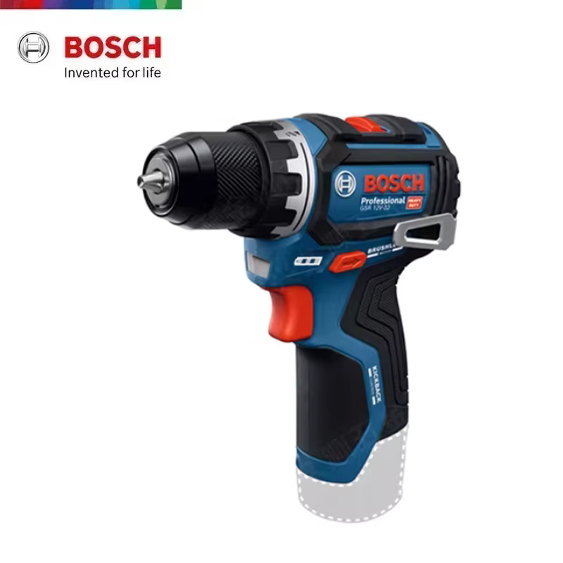Perceuse sans fil Bosch Professional GSR 12V-32, moteur sans balais, couple élevé de 32 Nm, double vitesse, poignée en forme de T, outil électrique multifonctionnel