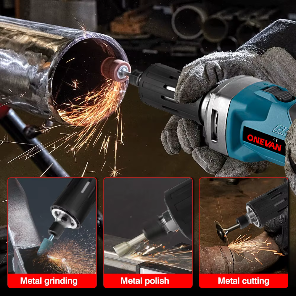 ONEVAN 2000W meuleuse électrique sans fil 4 vitesses 35000 tr/min outils portatifs sans brosse pour le polissage et le meulage pour broche de batterie Makita