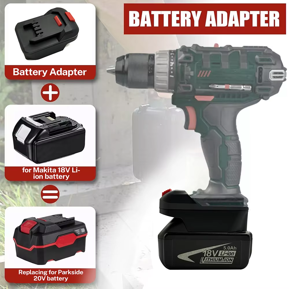 Adaptateur pour batterie Li-ion Makita/Bosch/Milwaukee/Dewalt 18V convertit en Lidl Parkside X20V