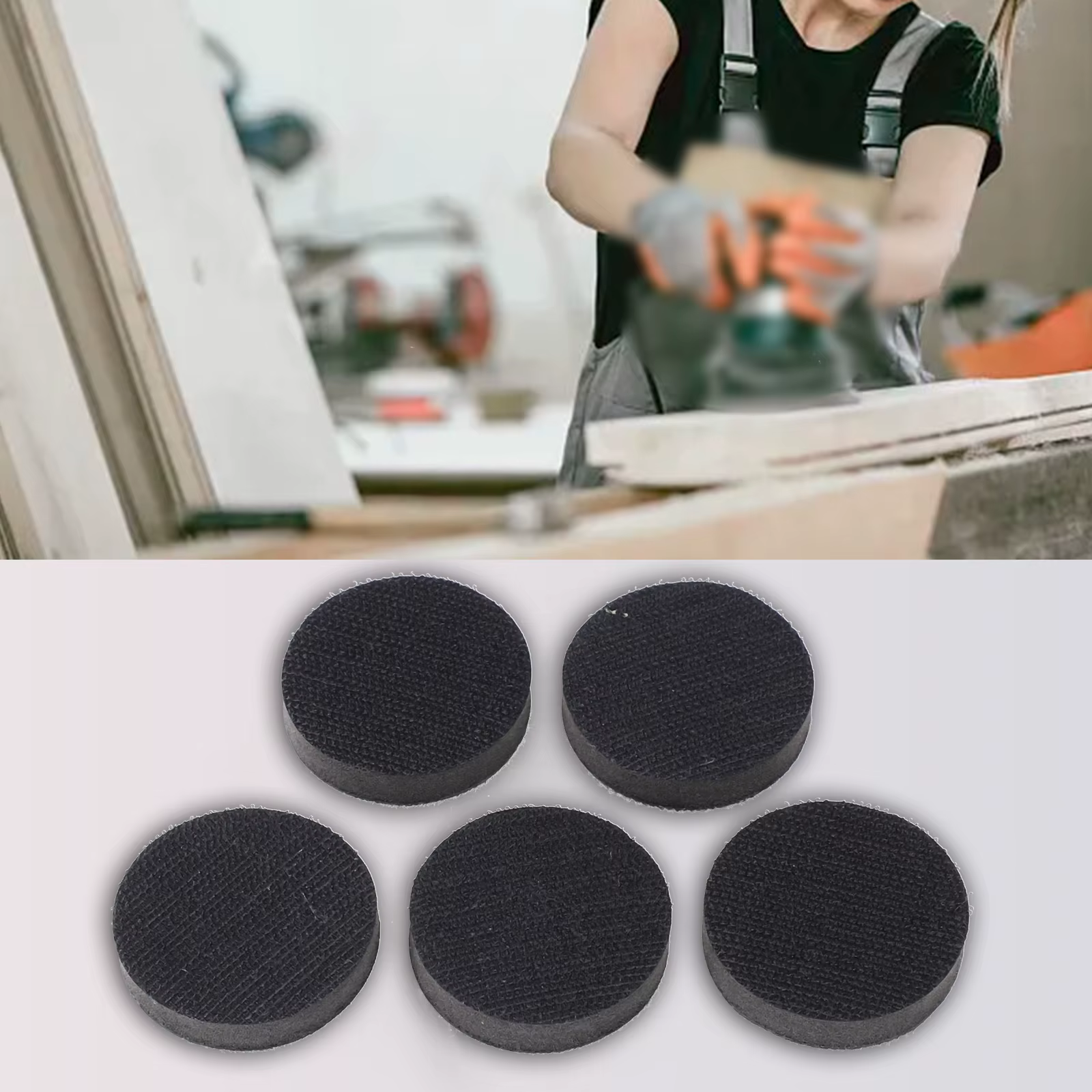 Lot de 5 tampons d'interface en éponge souple 50/75 mm avec crochet pour plateau de support de ponceuse
