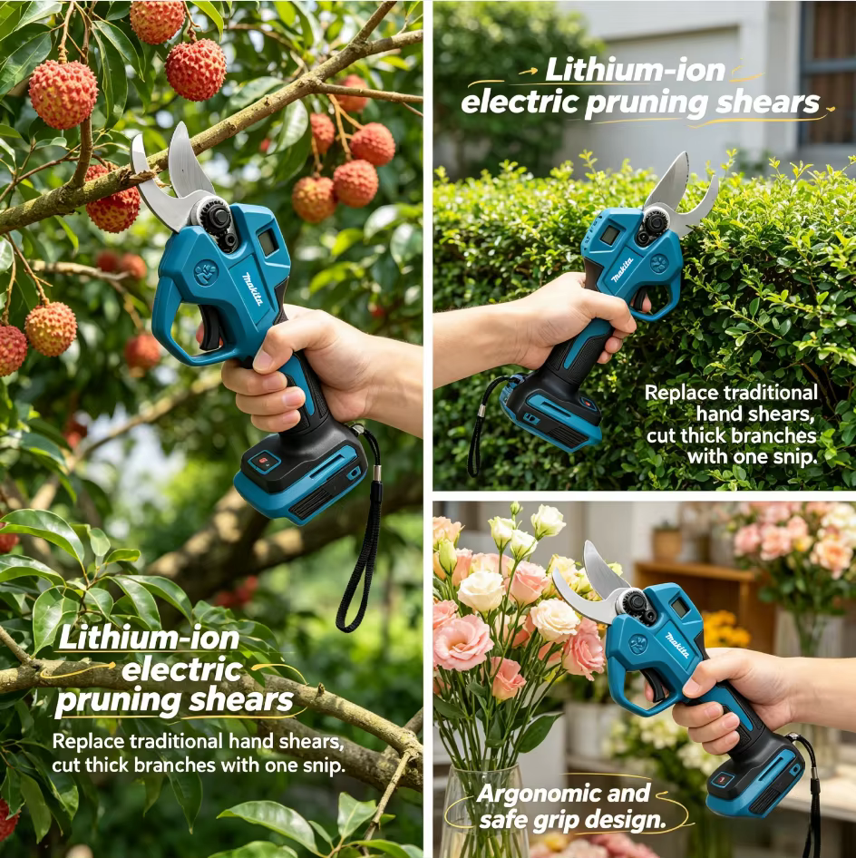 Cisailles électriques sans fil Makita 18V sans balais | Élagueuse multifonctionnelle pour arbres fruitiers