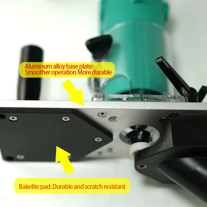 Base de routeur compacte pour machine de fraisage et de découpe avec interface d'aspiration pour accessoires d'outils électriques de travail du bois