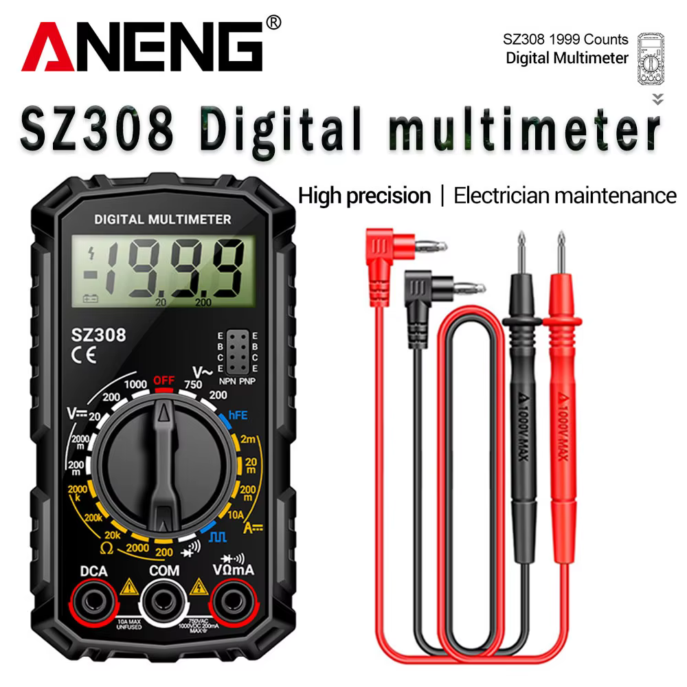 Multimètre numérique ANENG SZ308 1999 points de mesure AC/DC haute précision multifonctionnel pour tension