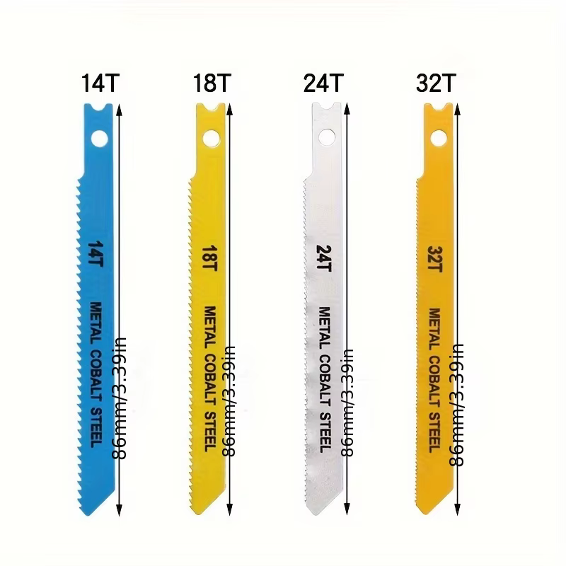 Jeu de lames de scie sauteuse 7 pièces-coupe en bois/métal/plastique avec dents grossières et fines