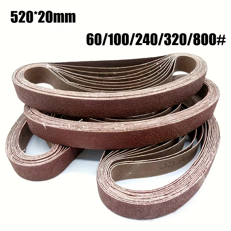 520x20mm 10 pièces 60/100/240/320/800 # Petite mini ponceuse à bande pour le meulage de l'acier inoxydable