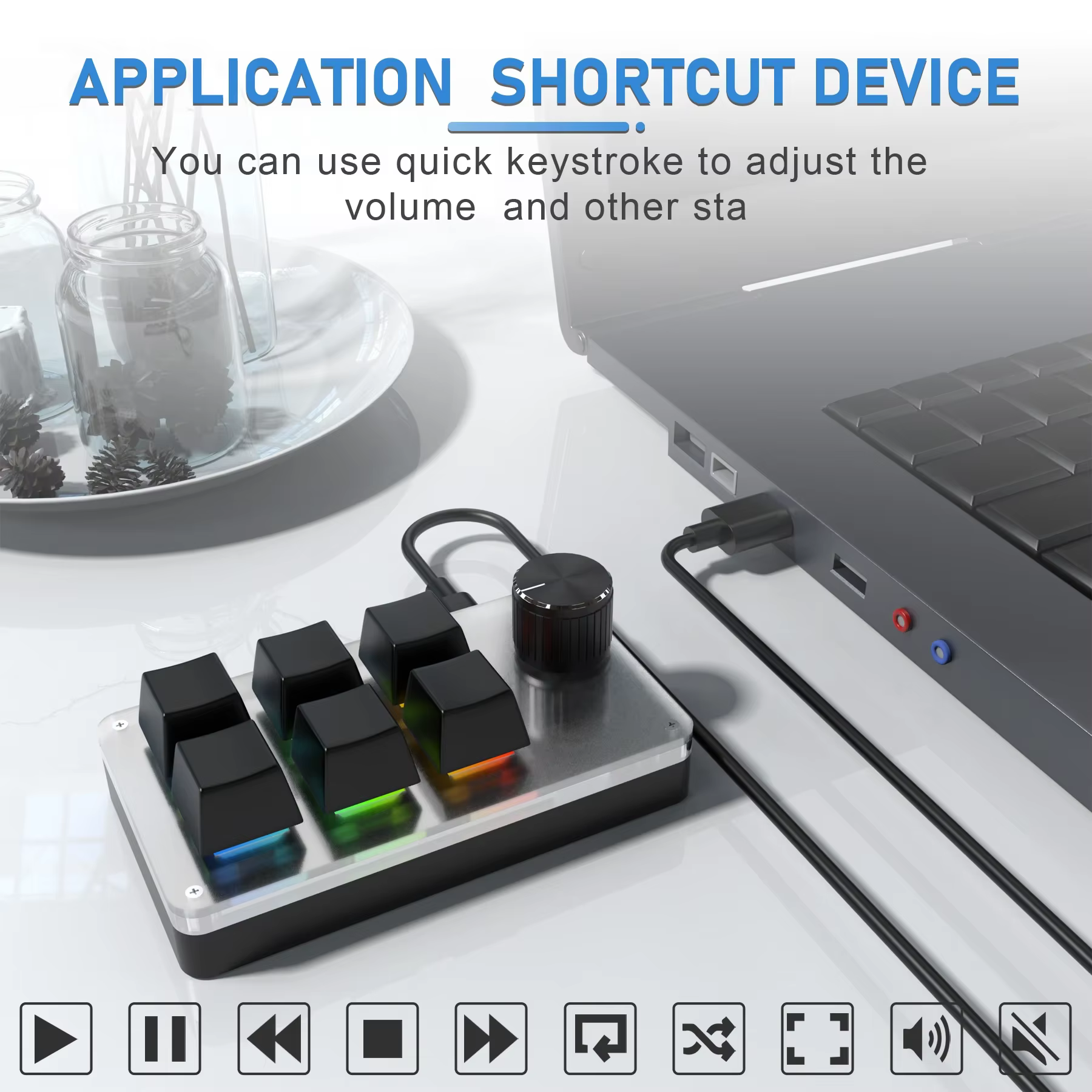 Clavier mécanique USB filaire RGB 6 touches 1 bouton rotatif, clavier de jeu programmable personnalisé, mini clavier pour Photoshop